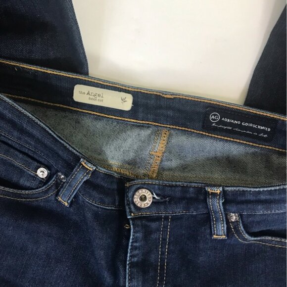 AG Adriano Goldschmied Angel Boot Cut Jeans Whiskering Jean Wide Flare Dark 28 R - Picture 4 of 16